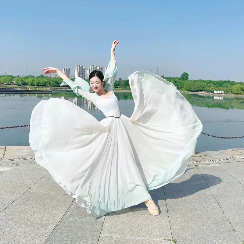 Classical dance vacation romantic fairy dress jumpsuit 720 degree swing skirt dance dress suit set