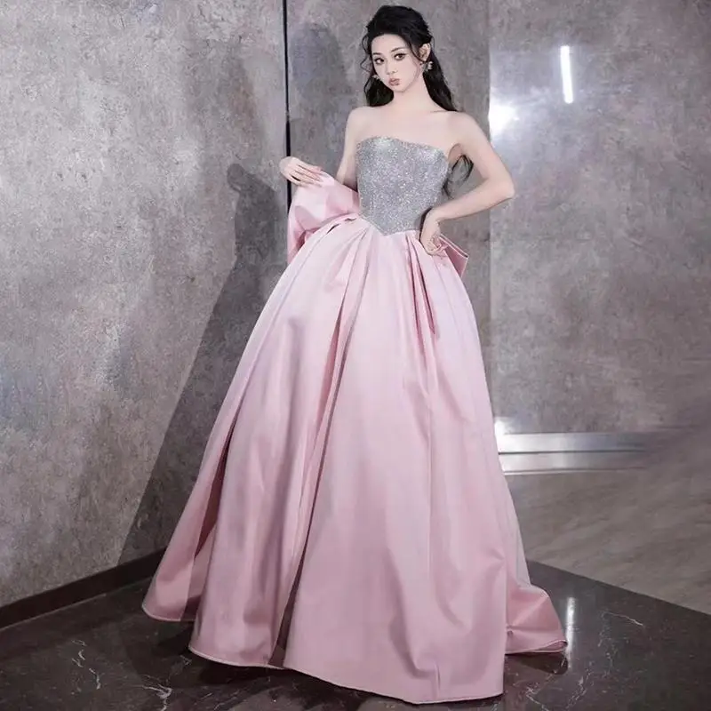 

Pink Bridal Gown Sensation Adult Birthday Fla Engagement Par Strapl Evening Princ Dr Women's Formal Wear