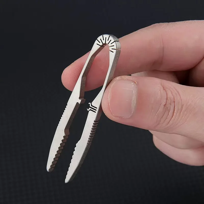 Mini TC4 Titanium Steel Tweezers Multifunction with Corkscrew CNC Machining Clips Keychain Pendant Tool Outdoor EDC Gadget - view 6
