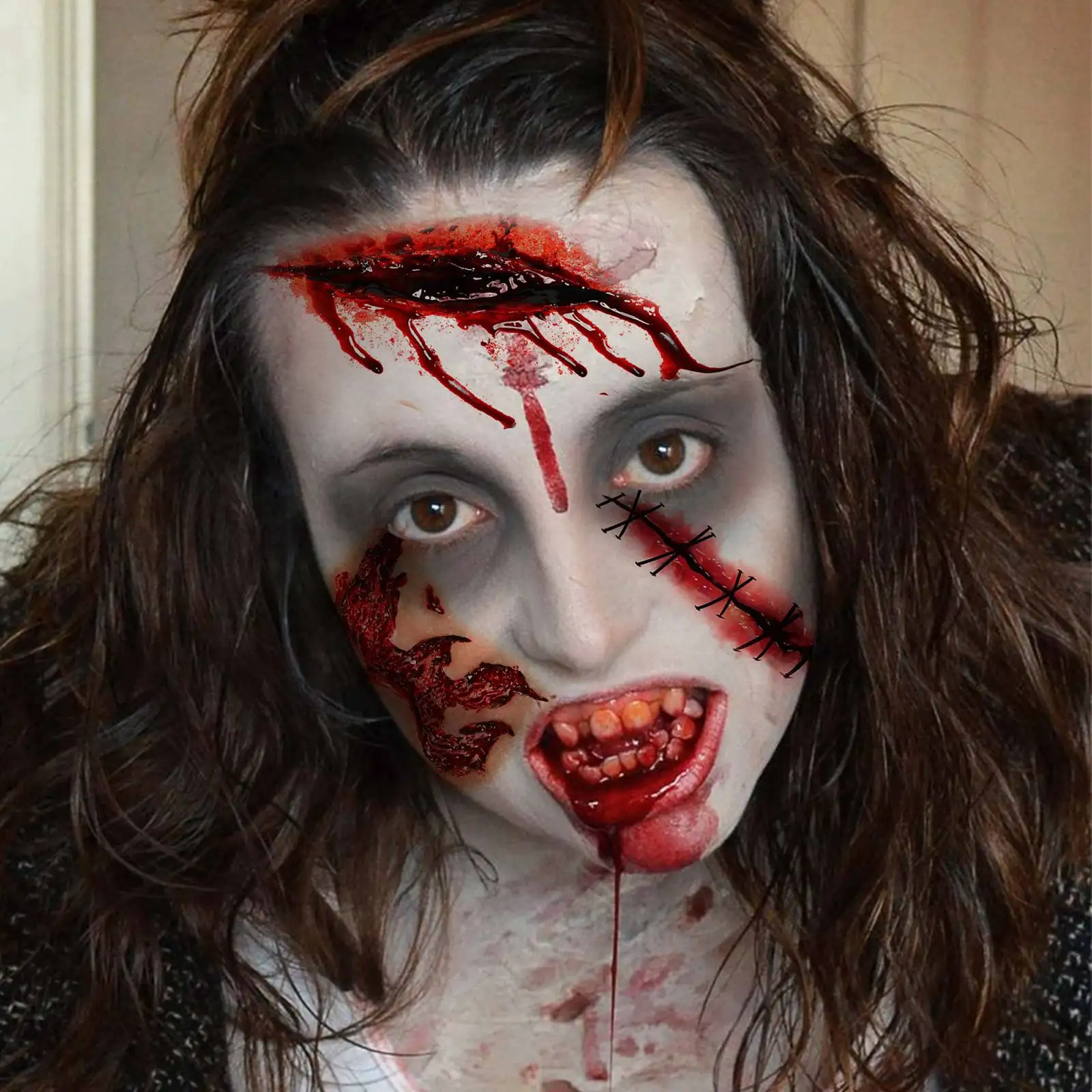 9 أوراق وشم مؤقت للندبات الدموية المخيفة والخدش للرجال والنساء والكبار في الهالوين #3