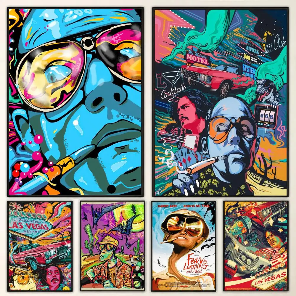 Fear Loathing Las Vegas Psychedelic Neon Visual Style Poster Aesthetic Art Print for Bedroom & Living Room Decor, Unframed