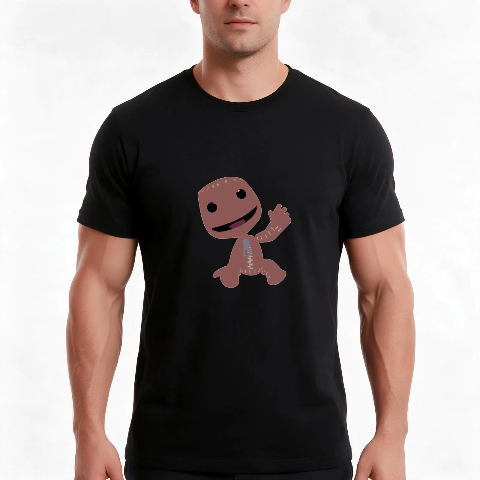 Sackboy T-Shirt, Summer Casual Cotton Tee, Oversized Streetwear Tops, Vintage Graphic Print, Loose Fit Short Sleeve, 100% Cotton