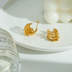 ENFASHION Aretes De Mujer Geometry Line Stud Earrings For Women's 18K Gold Plated In Earings Fashion Jewelry Cocktail E241638