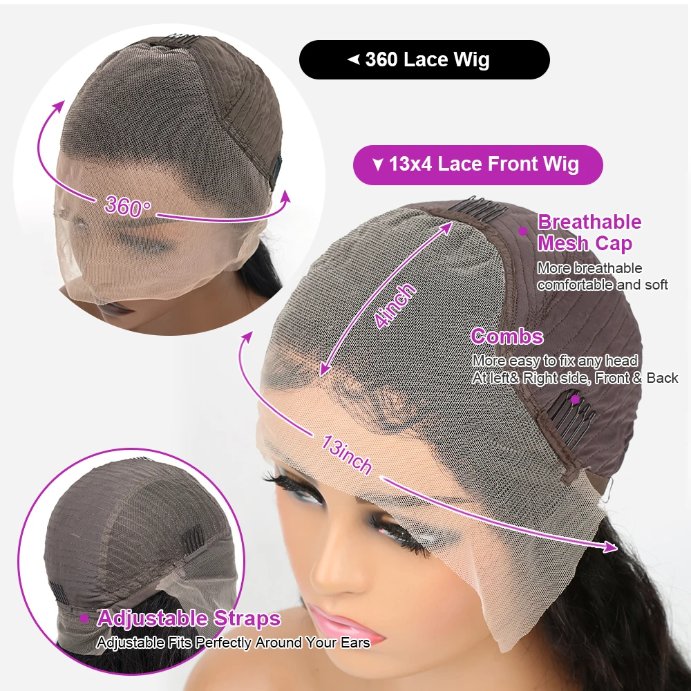 250 Density Black Yaki Straight Human Hair Wigs 13x6 HD Lace Frontal Kinky Straight Wig 7×5 Glueless Brazilian 360 Full Lace view 6