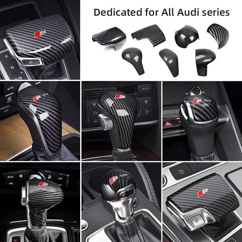 Car Carbon Fiber Gear Lever Cover Gear Shift Head Decorate Sticker For Audi Sline A1 A3 A5 A7 A6 RS Q3 Q5 Q7 TT B6 B7 8P 8L C6