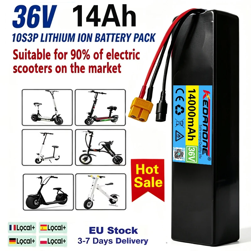 Spedizione rapida UE, batteria per monopattino elettrico 36V 14Ah 10S3P aggiornata 2026, batteria per monopattino 36V, batteria al litio 18650 per monopattino elettrico M365, fornita con