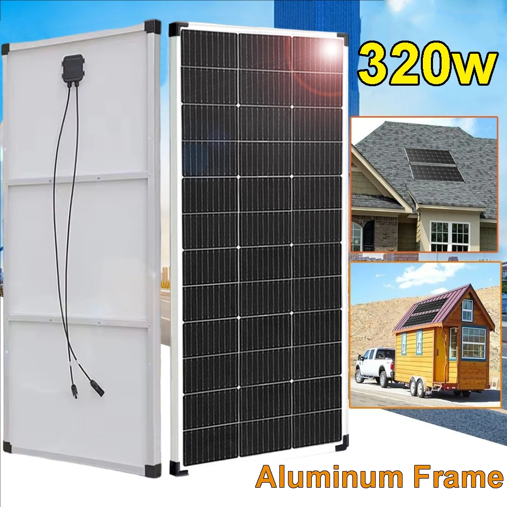 12v pannello solare telaio in alluminio leggero pannello fotovoltaico 320w 300w 160w 150w 12v 24v batteria caricabatterie kit per casa camper RV barca balcone viaggio UE magazzino DHL spedizione