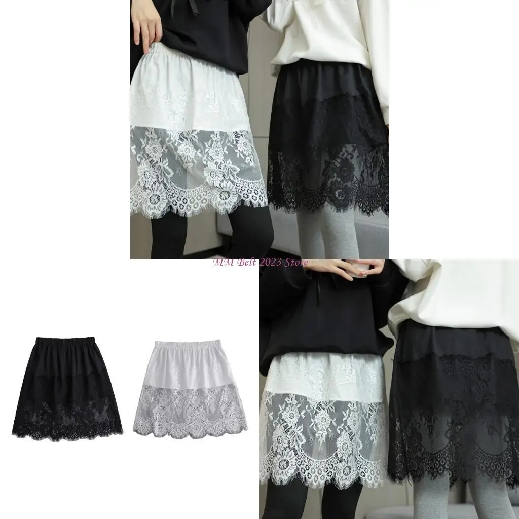 

49ME Stylish Lace Overlay Skirt for Women Covering Overskirt for Everyday Outfits