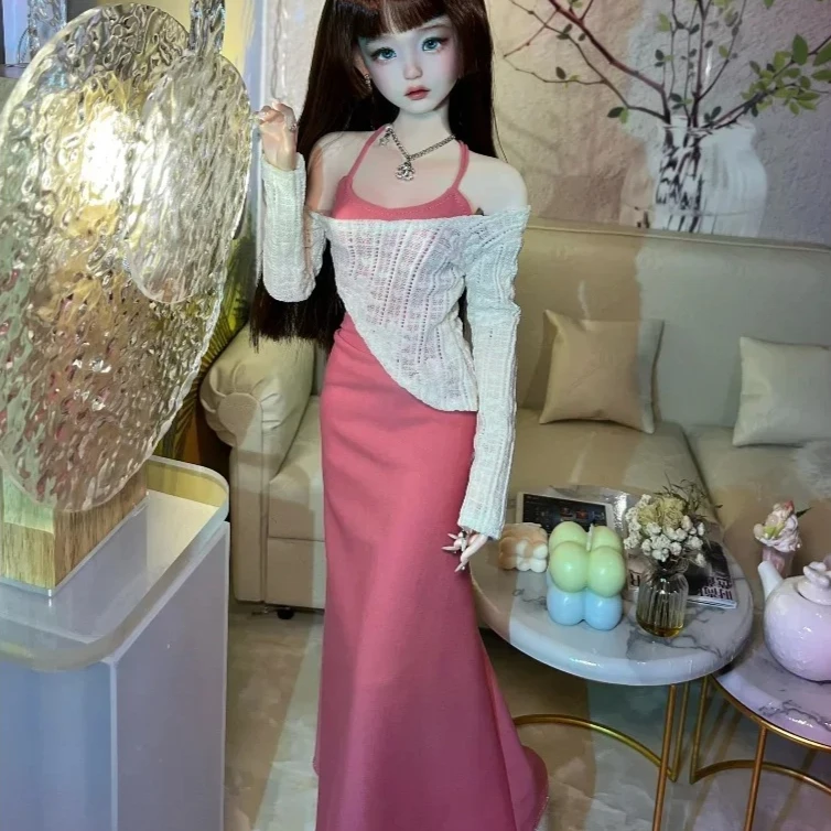 

(Customized) Doll's Clothes for 45/60cm Bjd Doll Strap Top Dress+Outer Layer, Slim Fit Elastic 1/4 1/3 Doll Accessories,No Doll