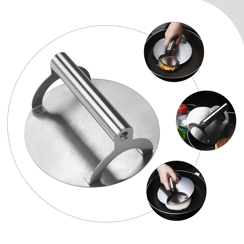 

Stainless Steel Burger Press Round Patty Maker Tool Metal Smasher Kitchen Gadget Home Pressing Meat Tool Non Stick Surface Wear