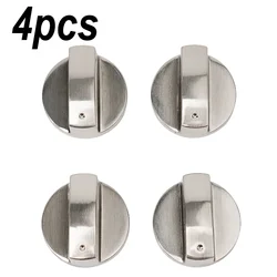 4PC Gas Stove Knob 6mm Silver Modern Kitchen Electric Cooker Oven Hob Control Switch For Household Hardware Replacement Tools