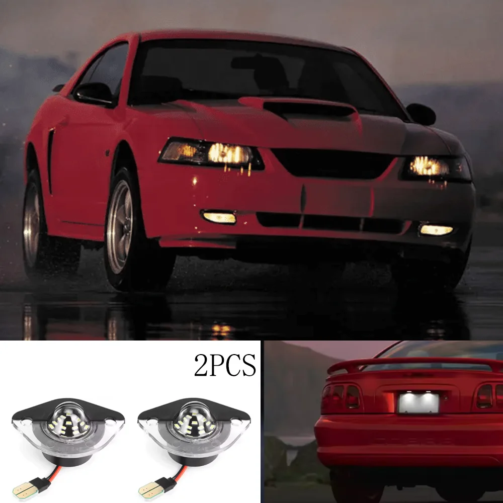 

2pcs LED license plate lights, suitable for 1994-2004 Ford Mustang white 6500k, automotive components, license plate light strip