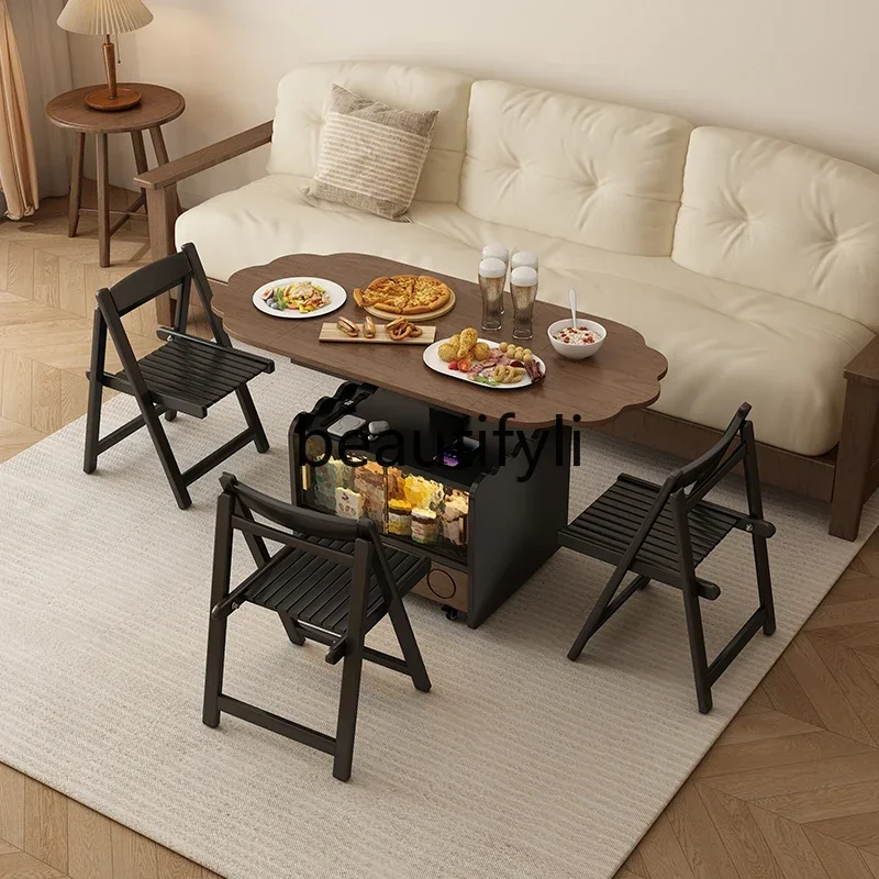 

12Coffee table dining table integrated dual-purpose two-in-one lifting folding tea table small