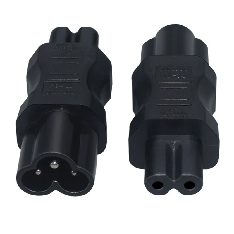 أسود IEC320 C6 إلى C7 التيار المتناوب تحويل الطاقة المكونات زهر البرقوق ذكر إلى الشكل 8 أنثى محول الطاقة التوصيل محول المقبس
