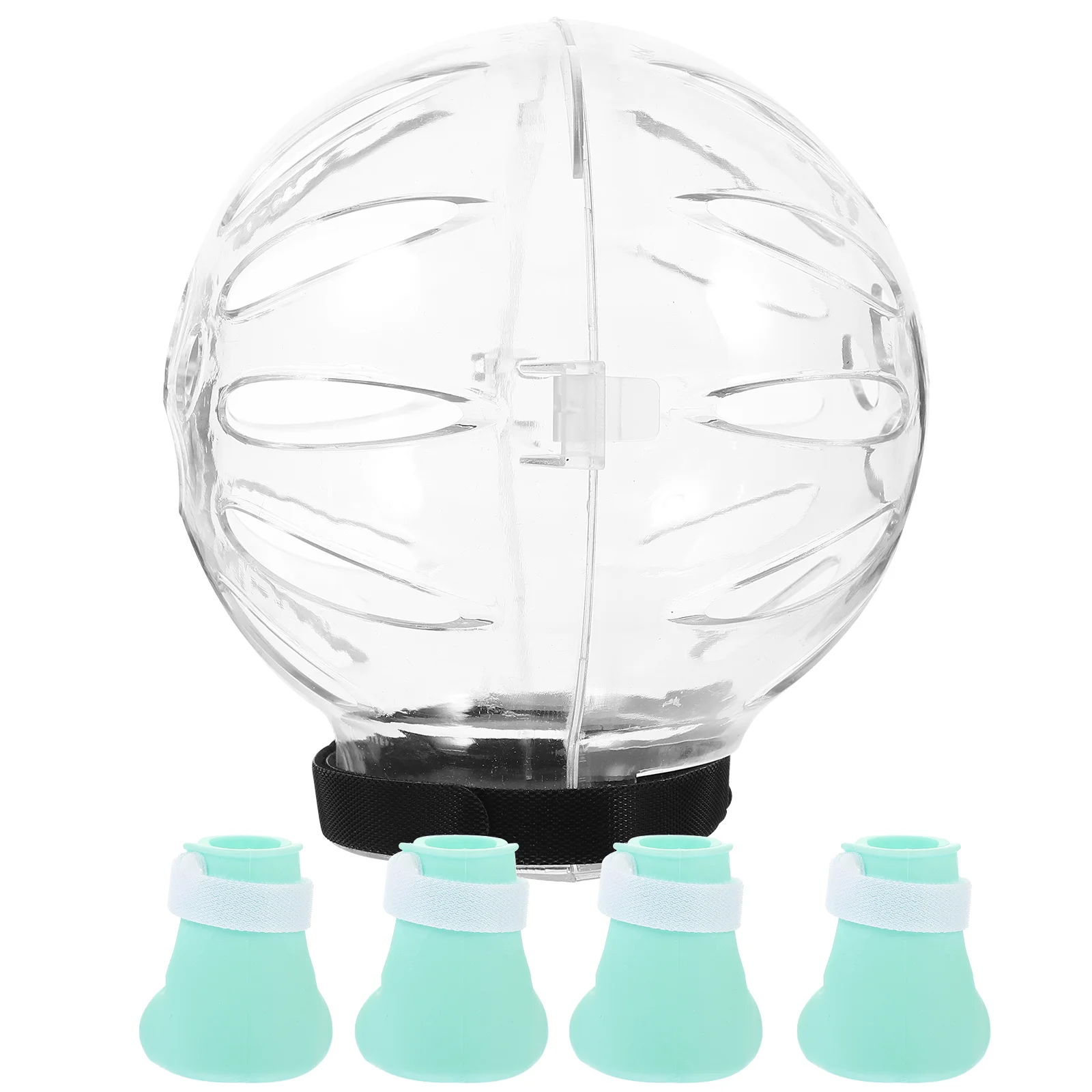 

1 set 1 Set Transparent Cat Breathable Anti-Licking Head Cover With Claw Protector Adjustable For Cats Recovery Surgery