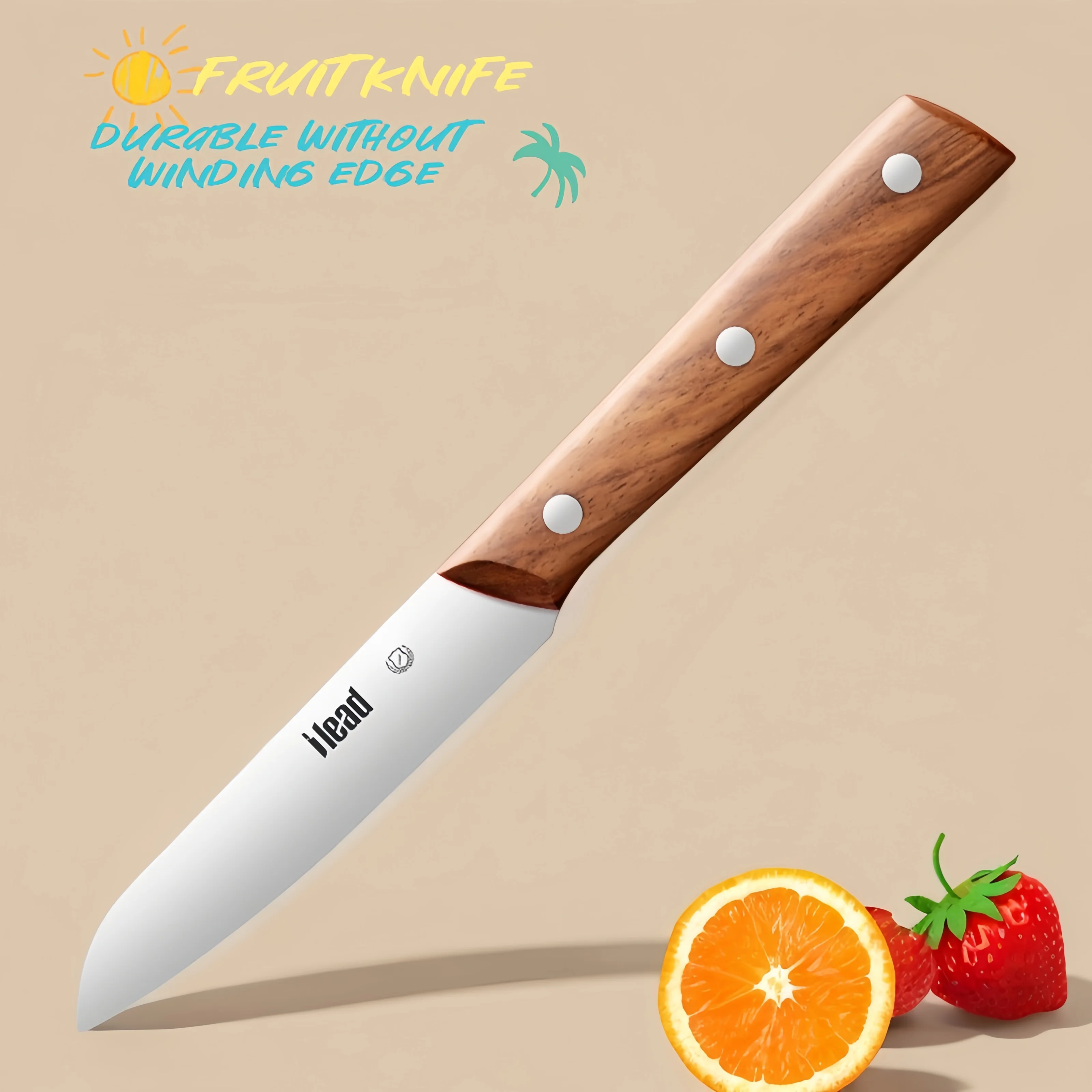 

40Cr13 Stainless Steel Fruit Knife - Sharp Rosewood/Plastic Handle High Hardness Corrosion Resistant Lightweight for Effortless