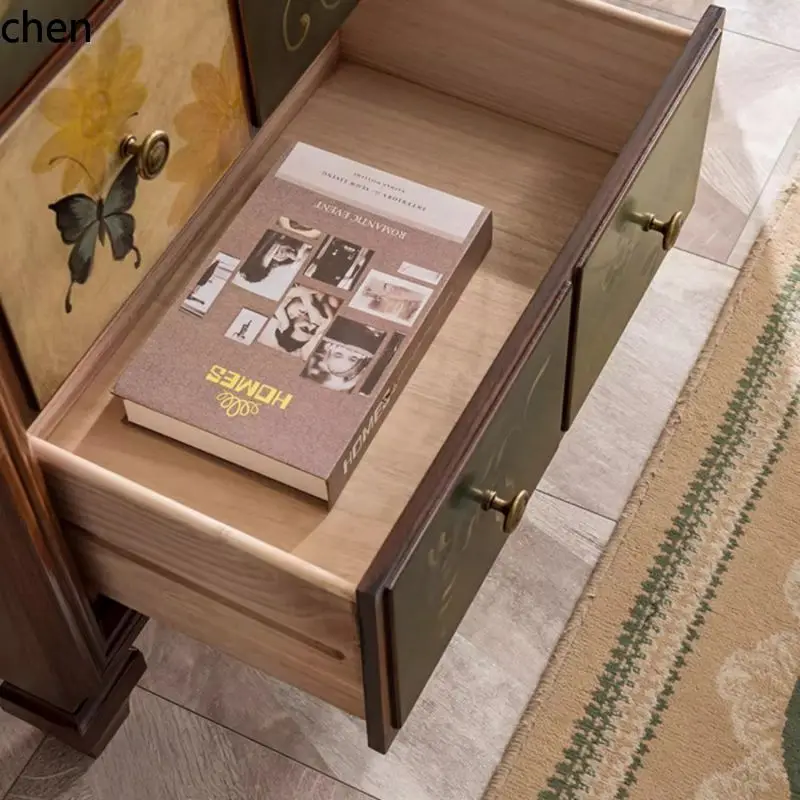 CZ  Solid Wood Storage Cabinet Vintage Entryway Cabinet Wall-Mounted Storage Cabinet Painted Drawer Bedroom Nightstand