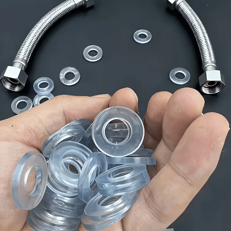 30 PCS Transparent Silicone Sealing Gaskets, 1/2‑Inch Diameter, Leak‑Proof Washers for Hot and Cold Water Pipes, Durable