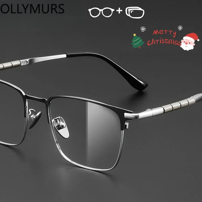 

KIZN 2025 Fashion Square Progressive Prescription Glasses Men Custom High-quality Metal Male Photochromic Optical Eyewear