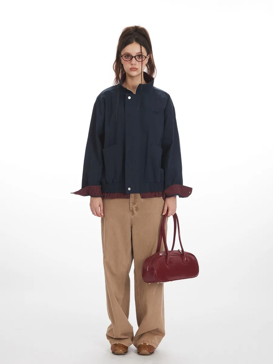 

Свободная хлопковая лоскутная куртка на молнии с вышивкой, пальто для женщин и девочек, уличная одежда Acamedia y2k, негабаритная зимне-весенняя верхняя одежда