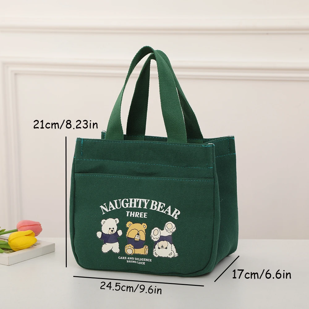 New cartoon-style cute canvas bag - perfect for moms, handbags for lunchboxes, and handbags for office workers