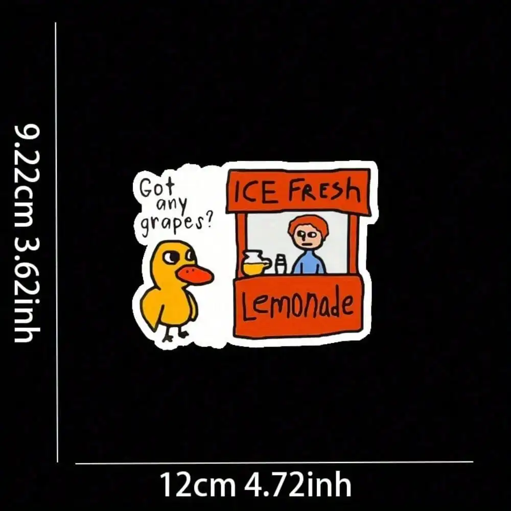Vinyl Decal Stickers - Humorous Duck To Grape, Great For Laptops, Bottles, Trucks, Cellphones, Motorcycles, Windows, Walls, Cups