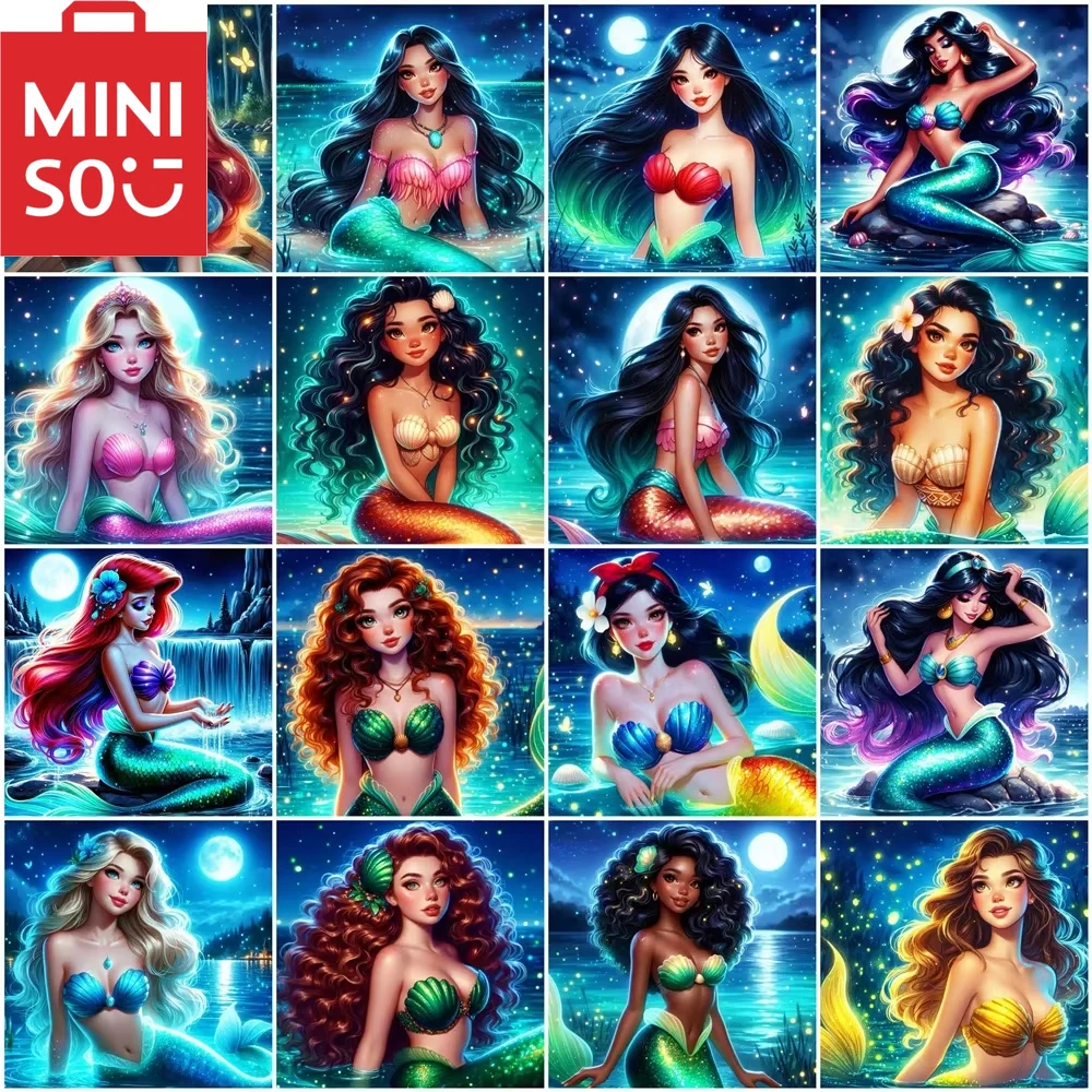 

MINISO DIY Oil Painting By Number Disney Princess Belle Rhinestone Home Decoration Wall Living Room Decor Best Gift Frameelss