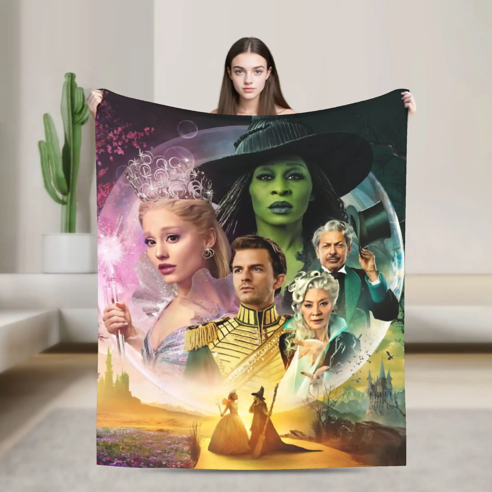 

Wicked For Good Knitted Blankets Glinda Elphaba Fleece Throw Blankets Summer Air Conditioning Decoration Soft Warm Bedspread