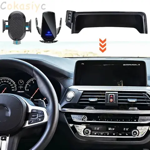 BMW 5 시리즈 용 자동차 전화 홀더 2021 2022 2023 G30 화면 고정베이스 탐색 브래킷 자동차 무선 충전 전화 홀더 자동차