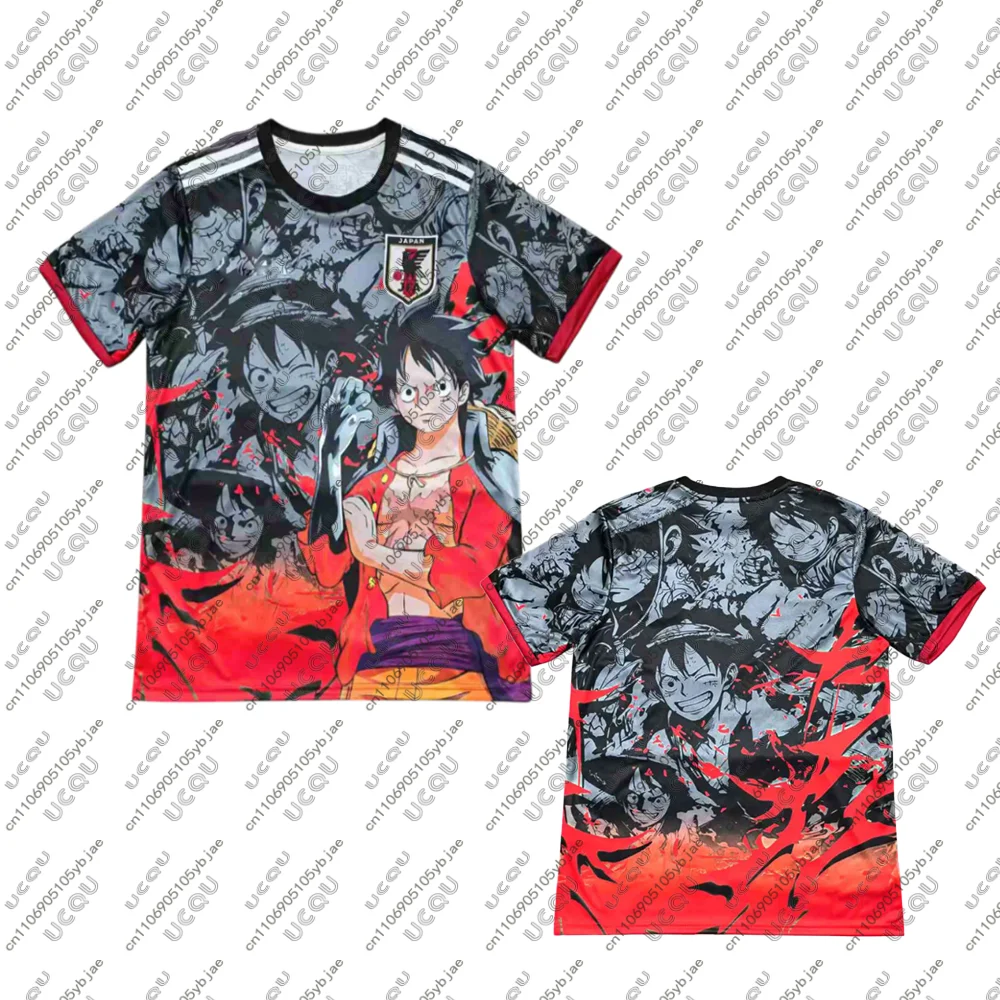 Summer Y2k Anime Football Jersey Soccer Boys Tee Top Breathable T Shirts Men Casual Sportswear One Piece Straw Hat Luffy Japan - Detail 1