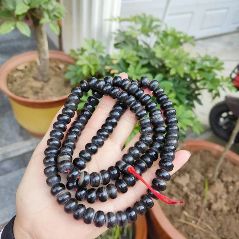 Bead Necklace Donkey Hoof Bone and Horn Buddha Beads Unisex Cultural Bracelet Neck Hanging