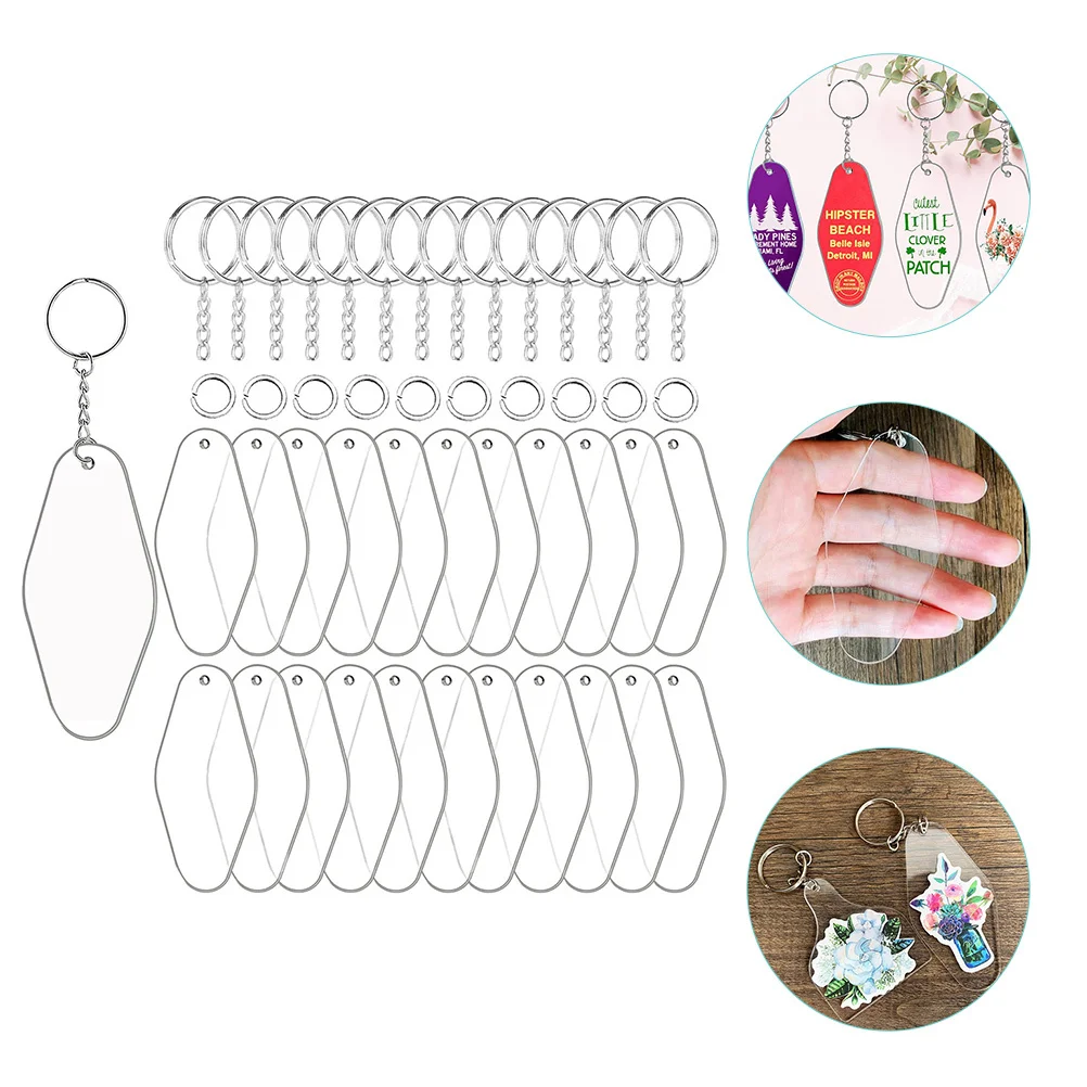 30 set Key Tags Acrylic Keychain Blanks Durable Identification Labels For Luggage Hotel Gym Diy Decor Pendant Organizer