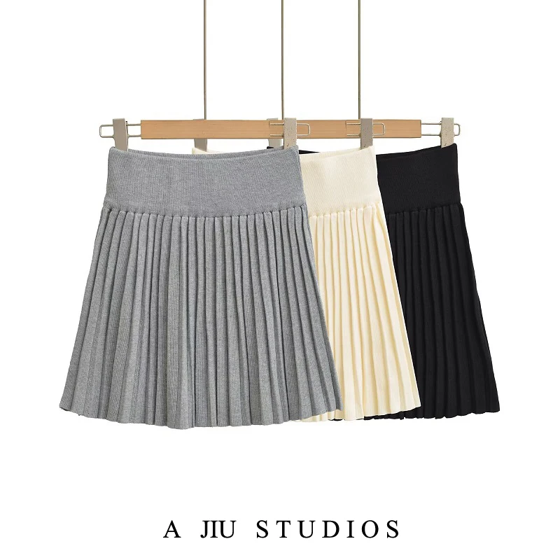 

ay Вязаная юбка трапециевидной формы с высокой талией, женская дизайнерская юбка Sensation Small Cro, плиссированные юбки Pure Desirable Spicy Girl