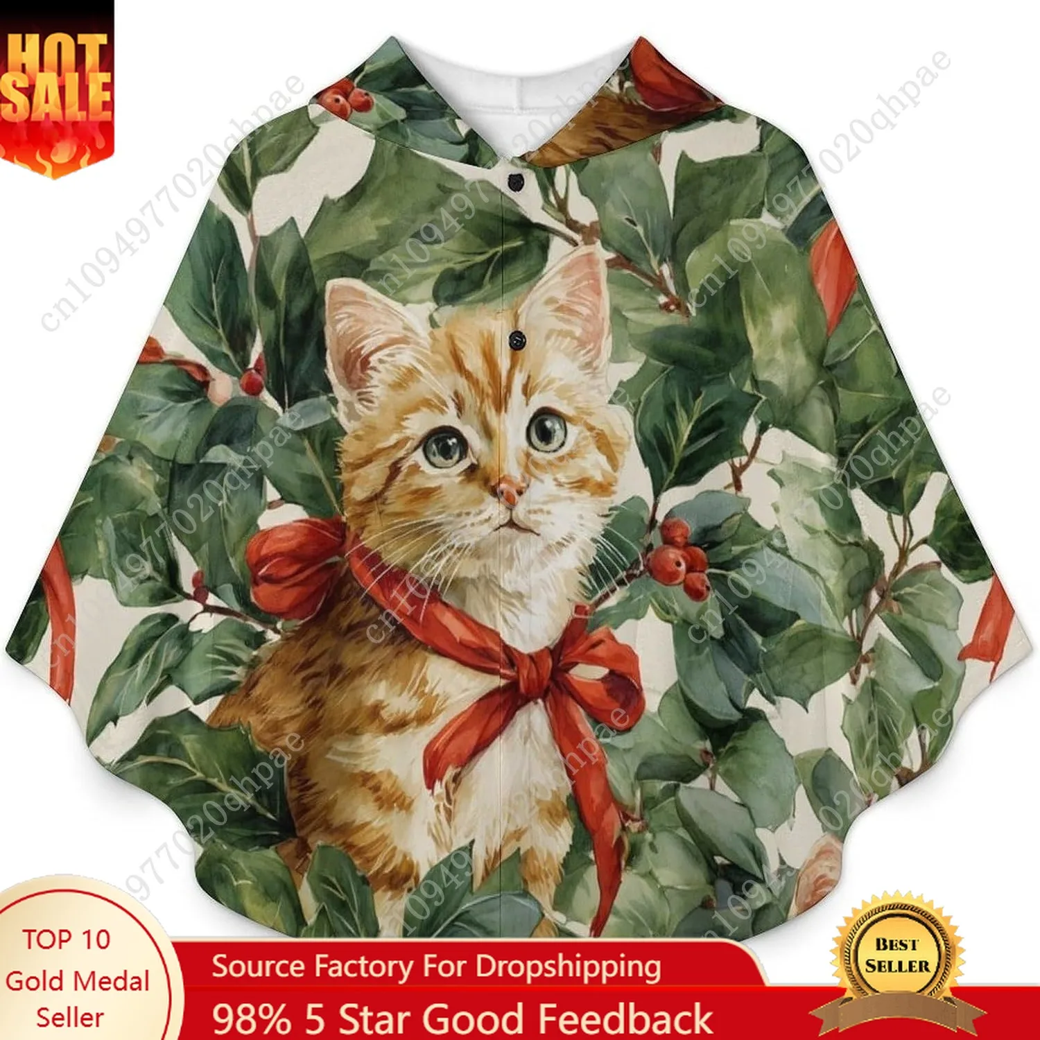 سترة بطانية مريحة من الفلانيل، قلنسوة كبيرة الحجم بأقواس حمراء لطيفة مع جيوب للأطفال والمراهقين