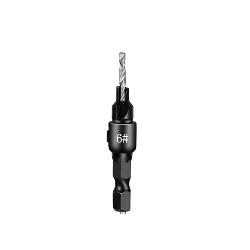 

A01F-2 Setsx5pcs Countersunk Drill Hexagonal Handle Steel Hole Opener Set Wood Taper Hole Integrated Drill Bit