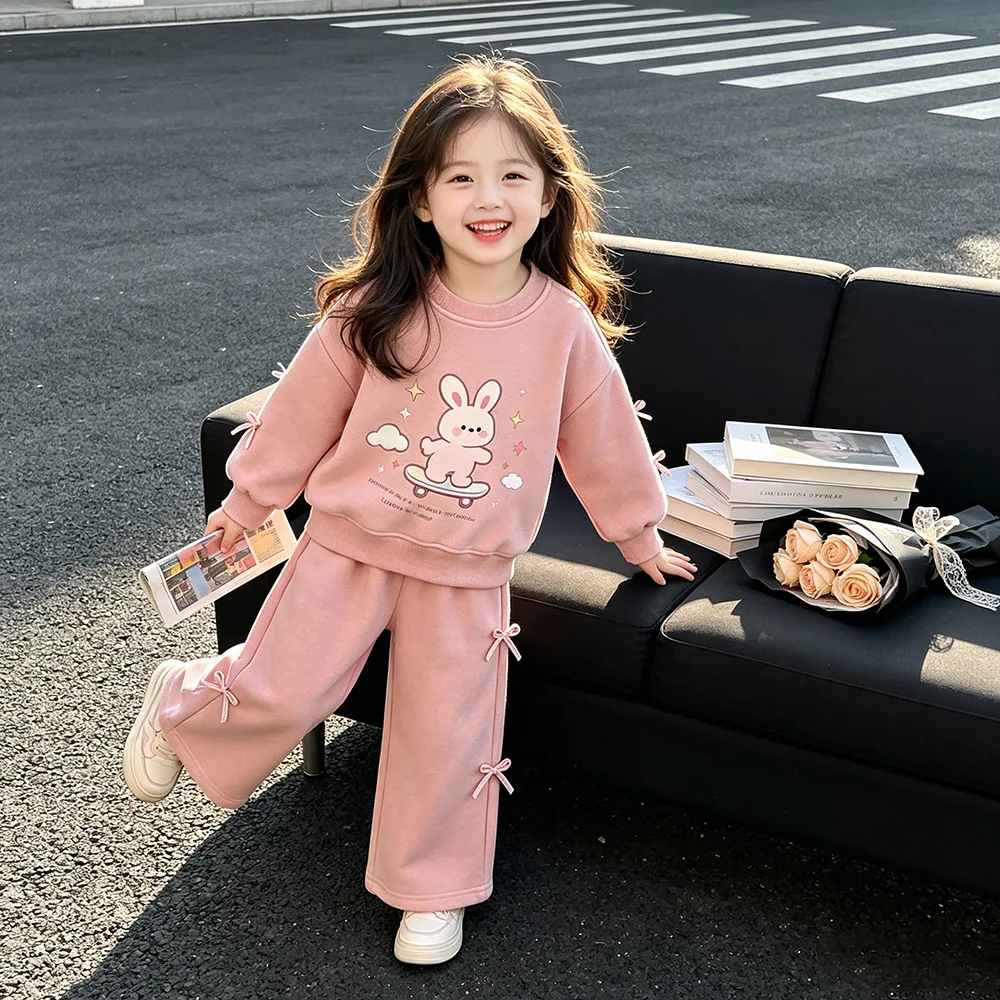 2026 Neues Baby-Mädchen Frühlings- und Herbst-Set Neues Kinder-Freizeitset mit Langarm-Cartoon-Hoodie und Hose Zweiteiliges Set 100-140 – Detail 19