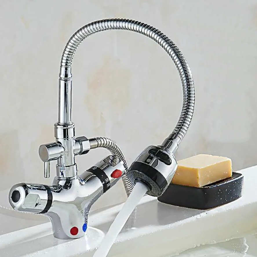 

constant temperature Bathroom Faucets Kitchen Faucet Bath Tub Hot Cold Mixer Tap Faucet Brass 360 Swivel Basin Faucets