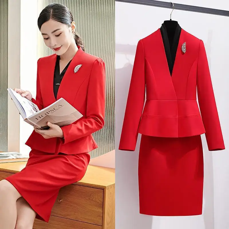 Formal Blazers Femininos for Women Professional Office Work Wear Autumn Winter OL Styles Career Interview Outfits Skirt Suits