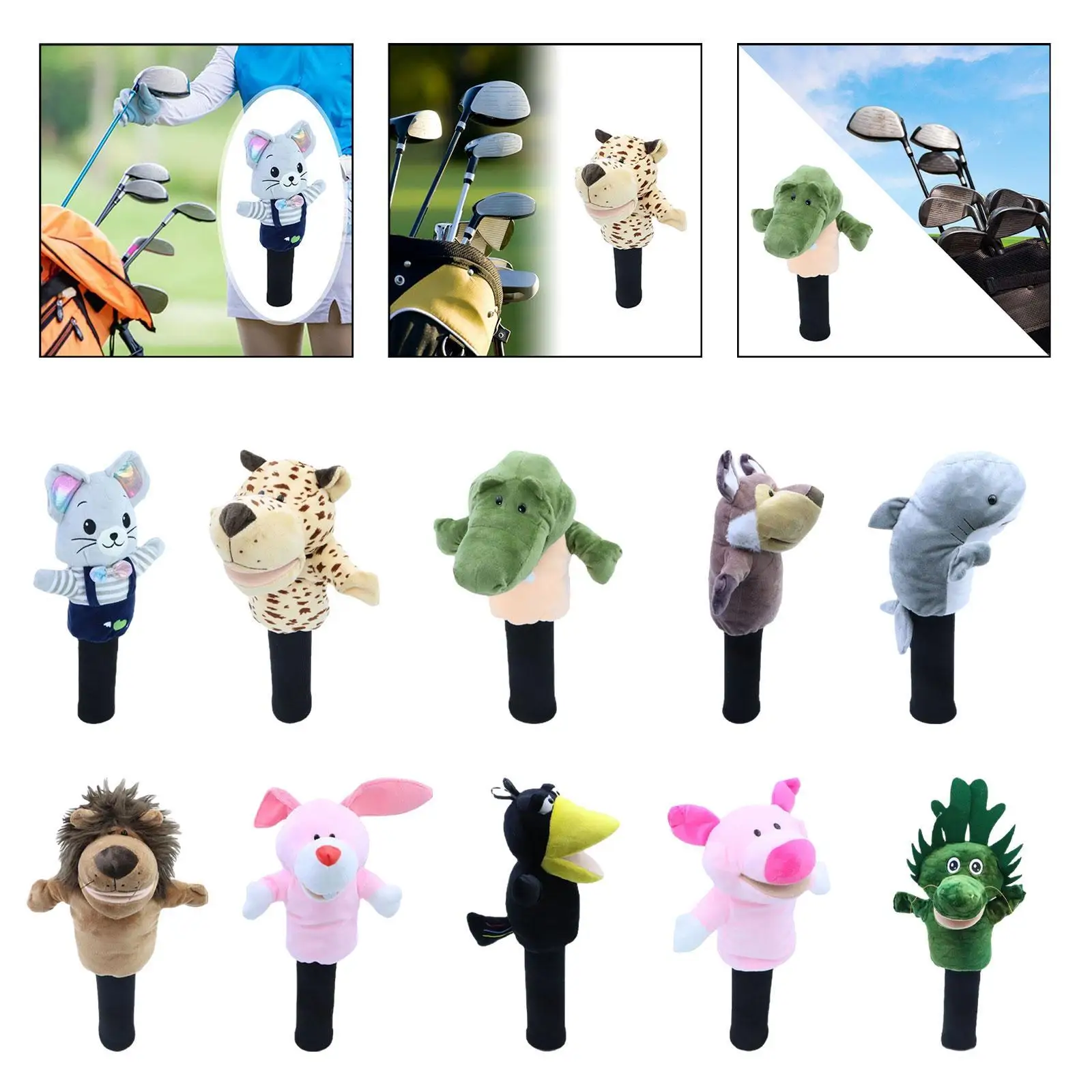 

Плюшевый головной убор для гольфа с животными, деревянный чехол для головы для гольфа, подарок игроку в гольф