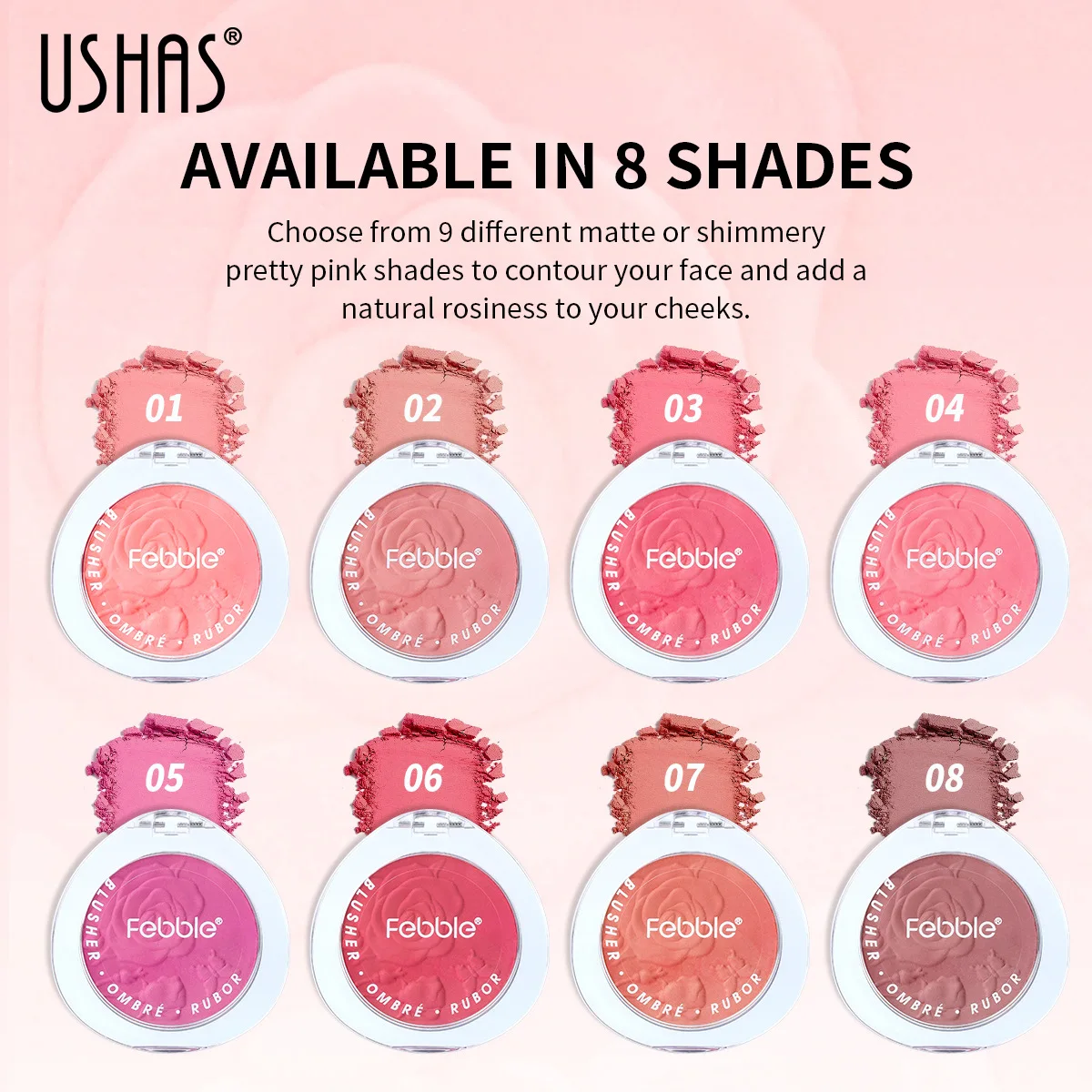 Gradient Blush Waterproof Sweat-proof Blusher Natural Monochrome Blush Palette Long-lasting Face Contour Natural Makeup