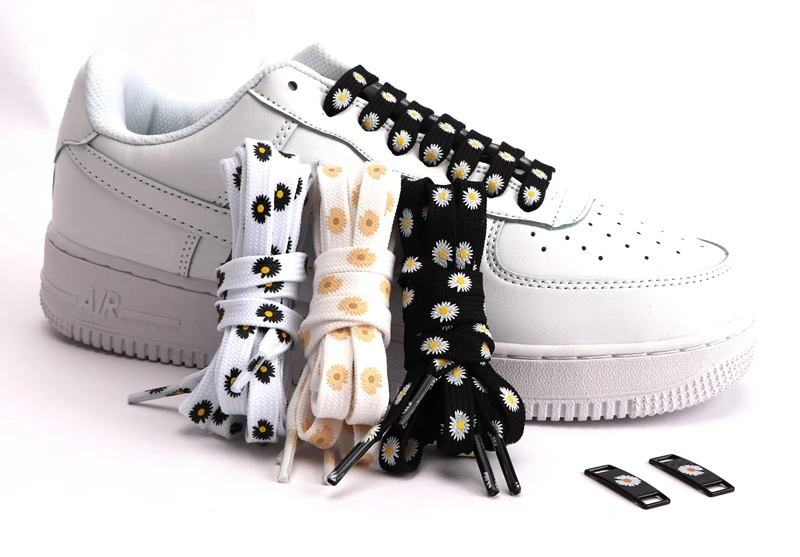 Kleine Gänseblümchen Schnürsenkel Cartoon Druck Mode Unisex Flache Schnürsenkel High-Top Canvas Sneakers Schnürsenkel AF1 Sport Schnürsenkel – Detail 1