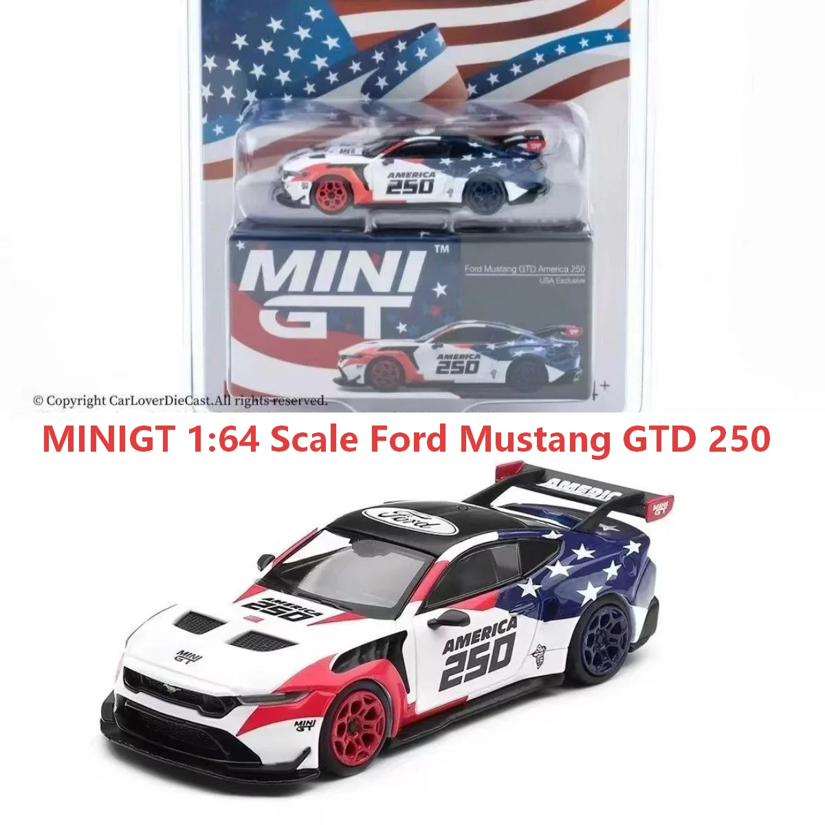Modelo de coche de aleación Ford Mustang GTD 250 a escala 1:64 de Diecast MINIGT