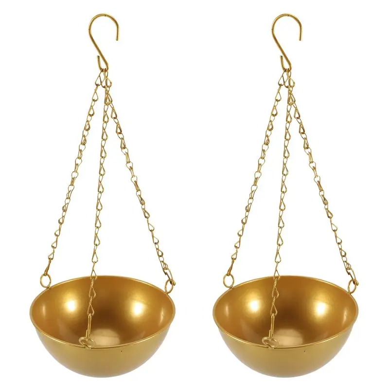 Y42A-Large Gold Hanging Planter With Drainage, Semi-Circle Hanging Plant Holder For Indoor Plants, Lightweightceiling Basin