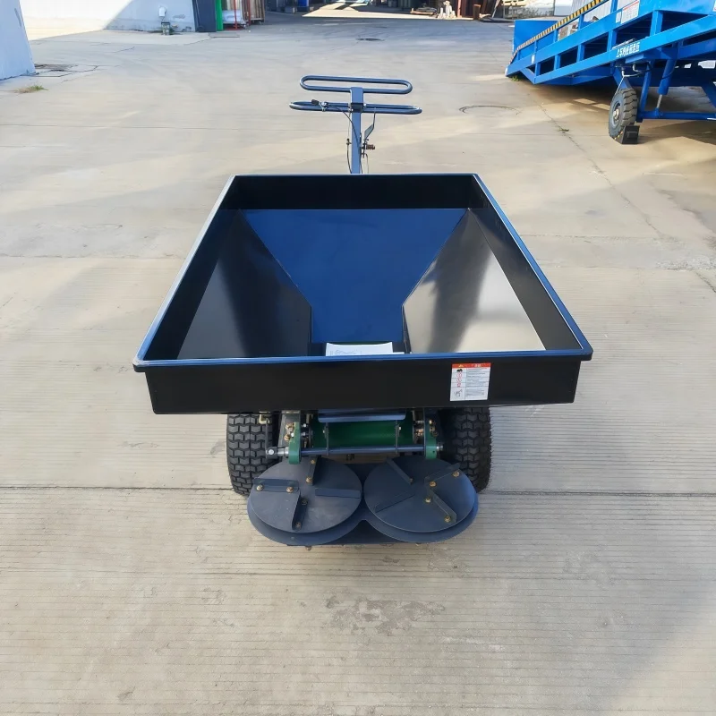CE Certified Self-propelled Lawn Spreader Hand Push Double Disc Adjustable Petrol Lawn Garden Fertilizer Spreader For Sale