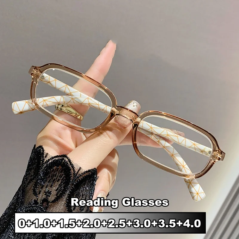 

Square Frame Reading Glasses for Women Men HD Lens Ultralight Presbyopia Eyeglasses Ladies Retro Anti-blue Light Hyperopia 0+4.0