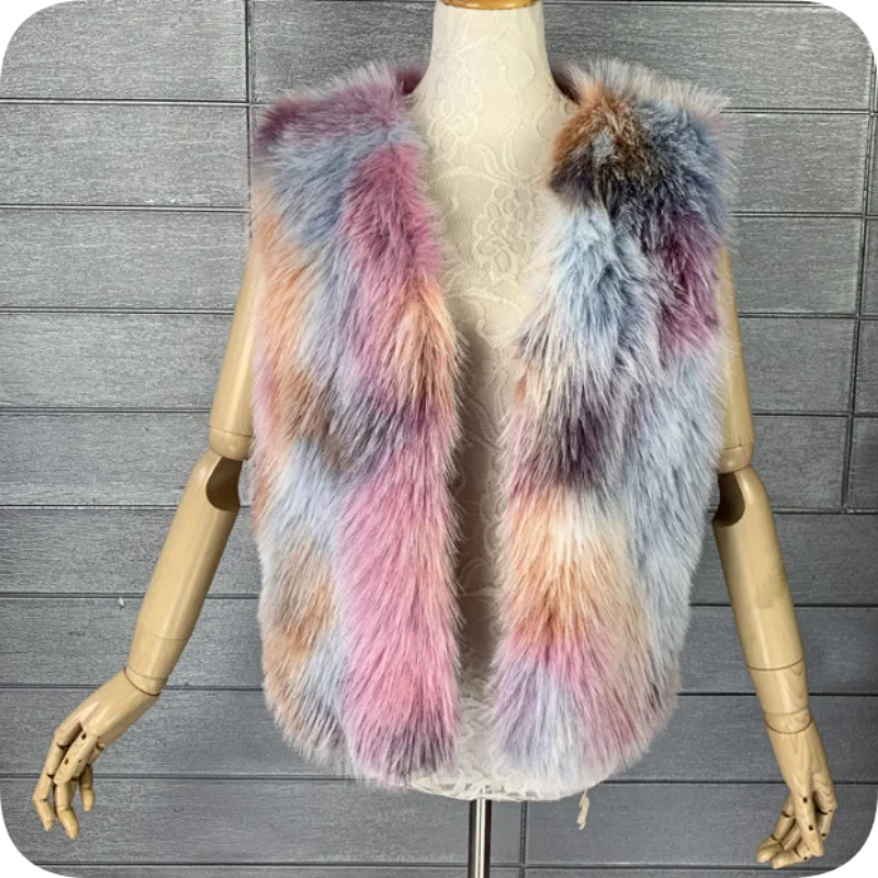 

ZXRYXGS разноцветный жилет премиум-класса из искусственного меха, модные куртки, темпераментный тренд 202, осенне-зимний женский жилет