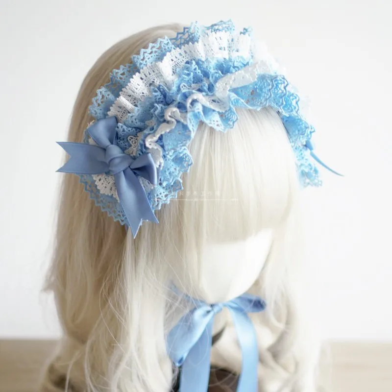 Poupée en dentelle de coton, bande de cheveux Lolita, babydoll, fleurs, jolie coiffure d'ornement harajuku