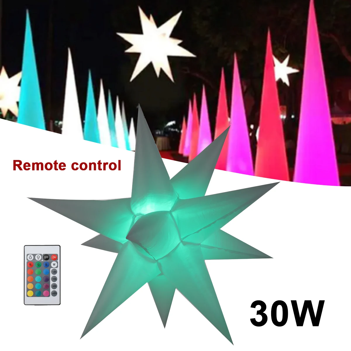 

30W Multi Color Led Inflatable Stars Hanging Stag Lighting Decorations For Night Club Party Effects 1M