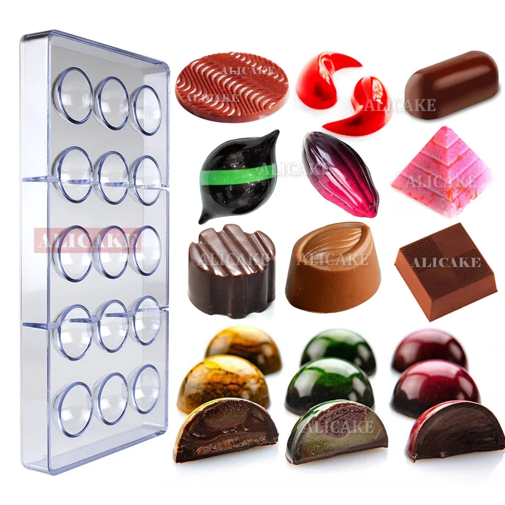 3D Polycarbonate Chocolate Mold Sphere Chocolate Tools Cake Confectionery Mold for Chocolates Bar Mould Bakery Baking Tools