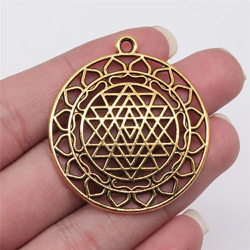 WYSIWYG 4pcs 44x40mm Filigree Sri Yantra Pendants For Jewelry Making For Earring Making Necklace Making